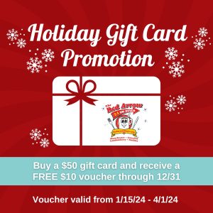Holiday deals at Red Arrow Diner. Holiday gift card promotion. Purchase a Red Arrow gift card and receive a free coupon.