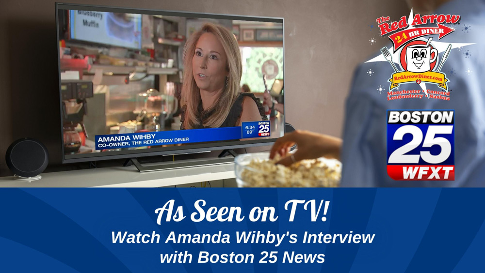 Red Arrow Diner Co-Owner Amanda Wihby interviewed by Boston 25 News Robert Goulston about the 2024 presidential election in New Hampshire.