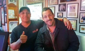 Adam Sandler at the Red Arrow Diner in Manchester, NH. Famous visitors at Red Arrow Diner. Adam Sandler in Manchester, New Hampshire.