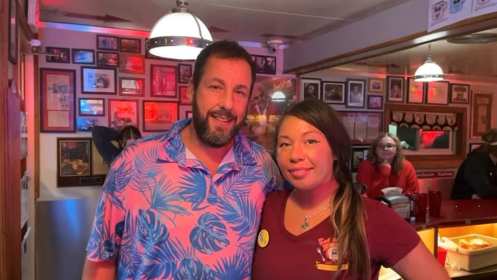 Adam Sandler in NH. Adam Sandler visits Red Arrow Diner in Manchester, New Hampshire. Try the Adam Sandler Burger at Red Arrow.